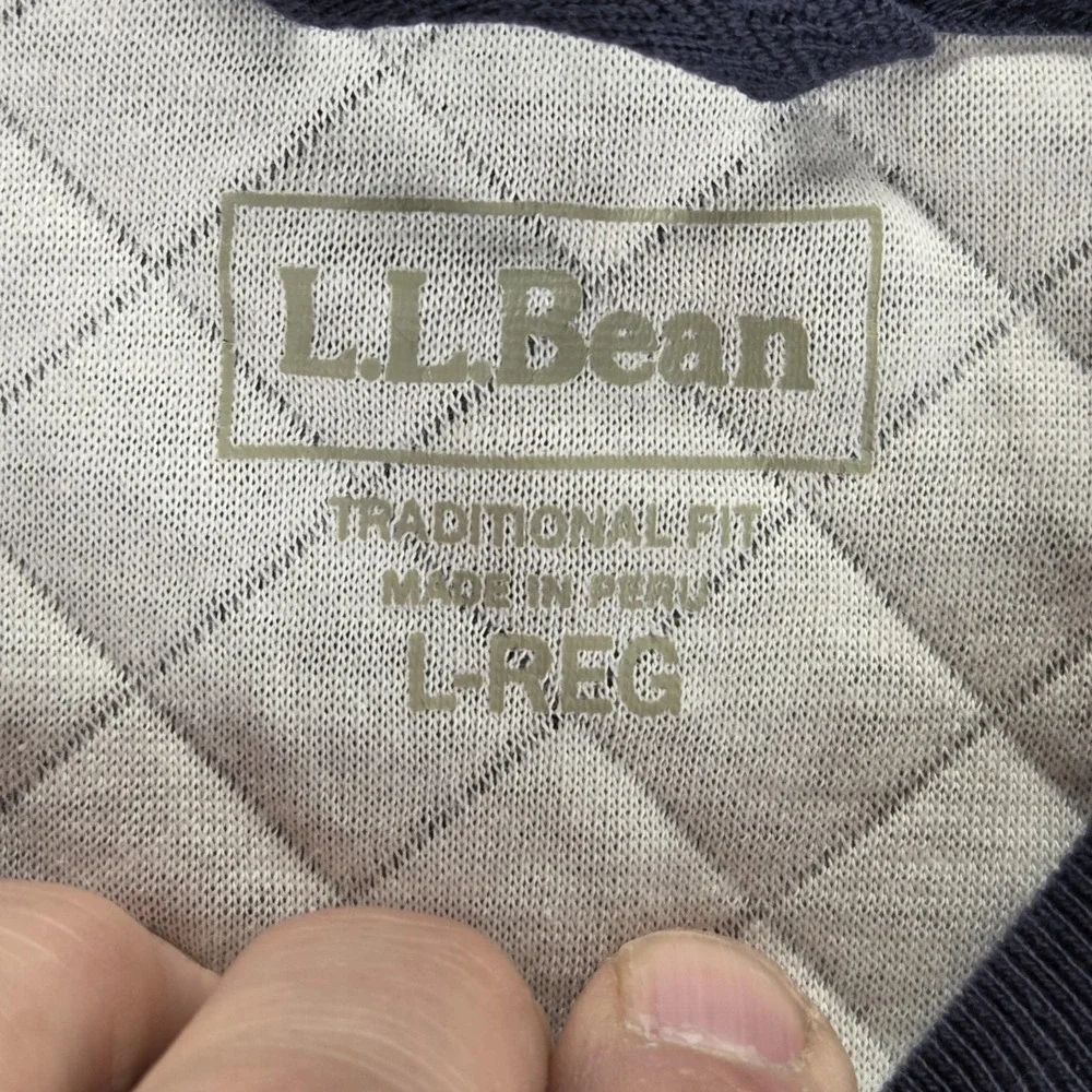 L.L. Bean Sweatshirt Mens Large Blue Pattern Crewneck Pullover Knit Geometric